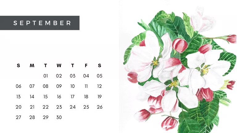 Floral Calendar 2026 page