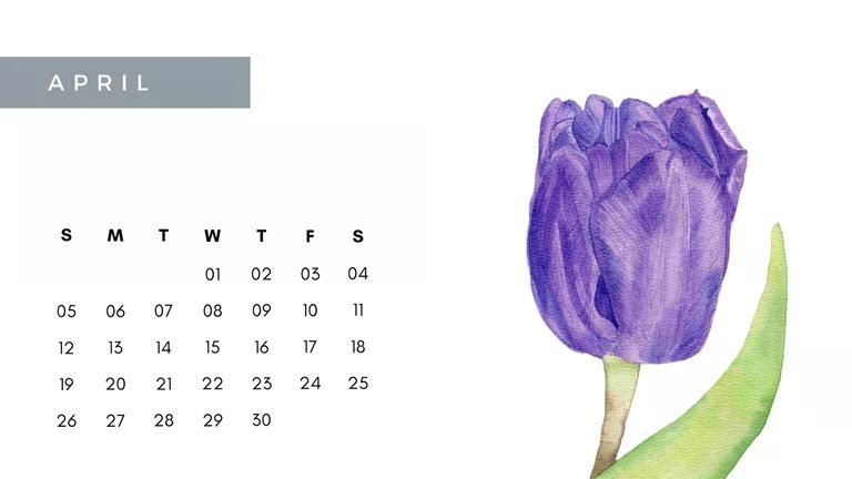 Floral Calendar 2026 page