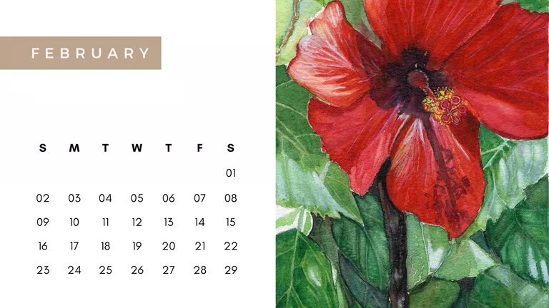 Floral Calendar 2026 page