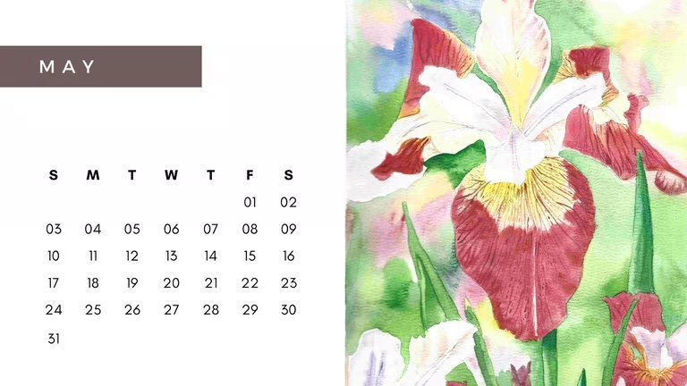 Floral Calendar 2026 page