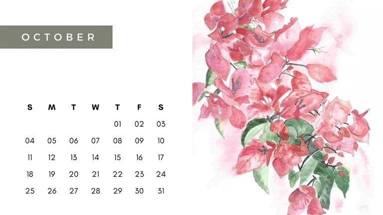 Floral Calendar 2026 page