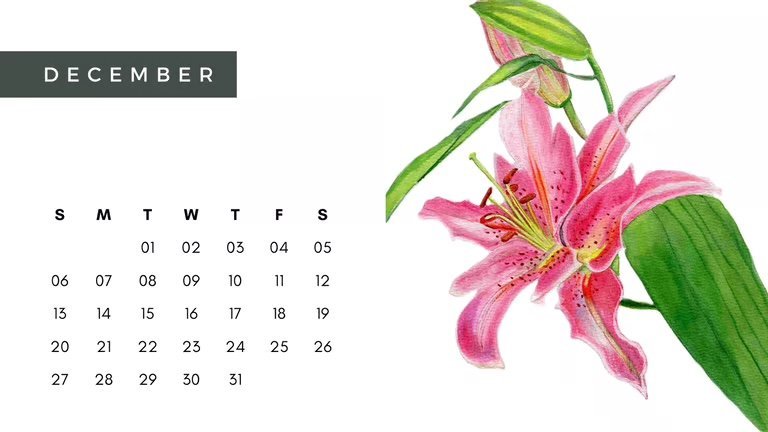 Floral Calendar 2026 page