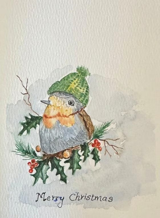 Watercolor Christmas Card 3