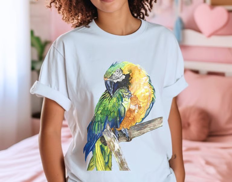 Macaw T-Shirt flat lay